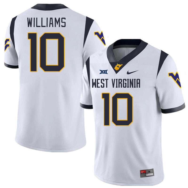 Men #10 Jarel Williams West Virginia Mountaineers College 2024 New Uniforms Football Jerseys Stitche